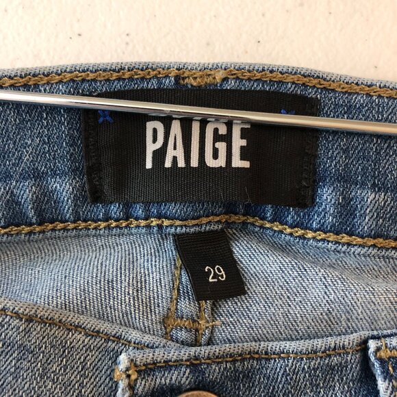 Paige Mens Jeans Federal Slim Straight Leg Irwin Wash 29 HEMMED - Picture 3 of 5